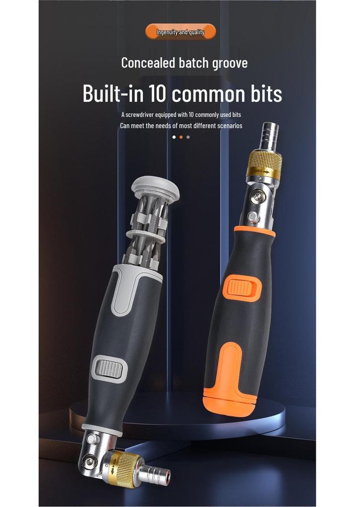 Two-Way Ratchet Variable Angle Screwdriver Set: Special Shape, Multi-function Phillips & Flathead Bits