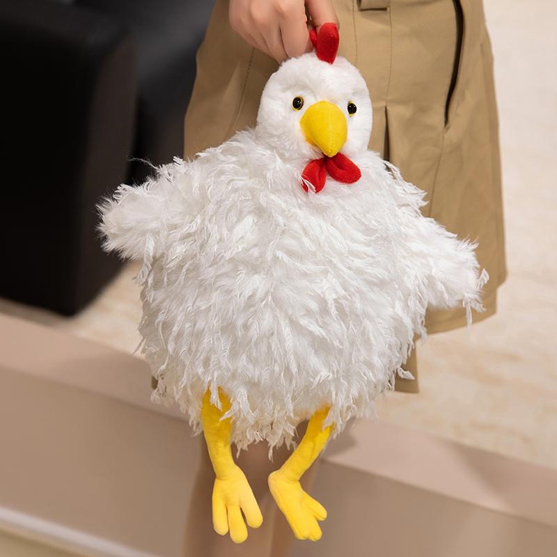 28/38cm Kawaii Creative Hen Plush Doll Pillow Long Hair Bow Tie Rooster Chicken Plush Toy Home Decor Gift For Boys And Girls