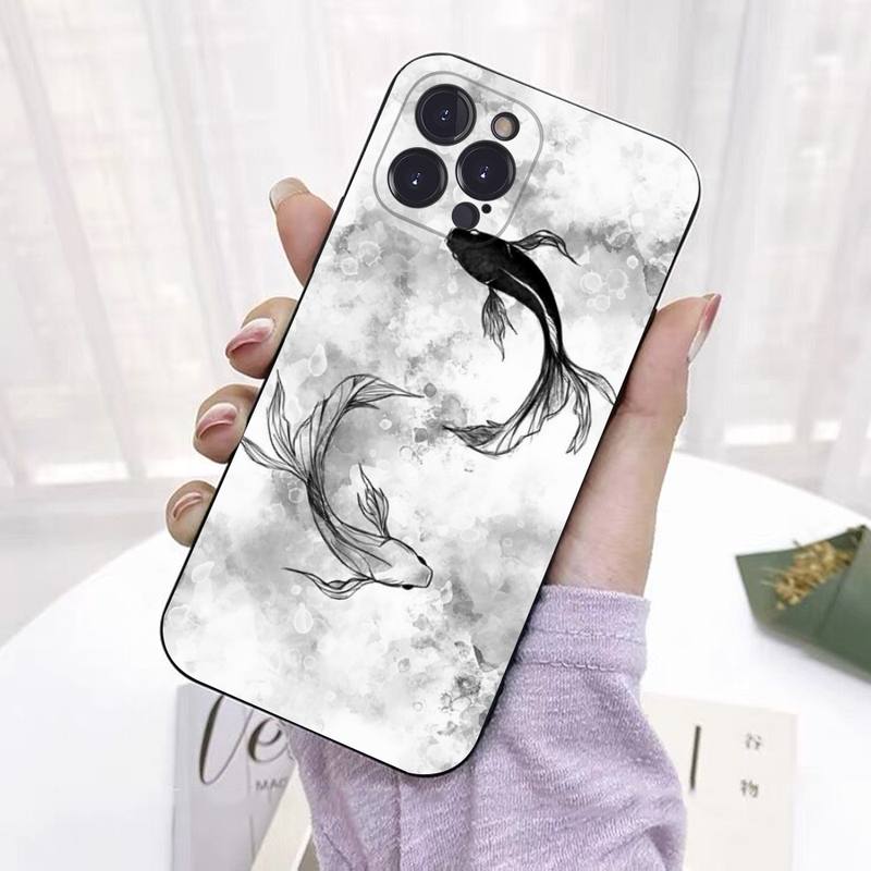 Pouzdro na telefon s uměním Jin Jang ryb Silikonové měkké Pro iphone 14 13 12 11 Pro Mini XS MAX 8 7 6 Plus X 2020 XR Kryt