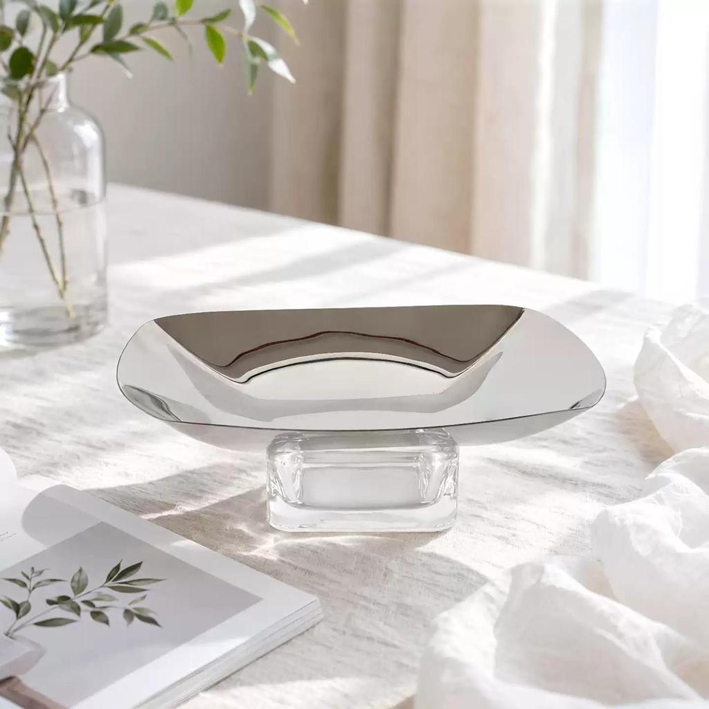 Stainless Steel Fruit Tray Sleek Metal Serving Platter Easy to Clean