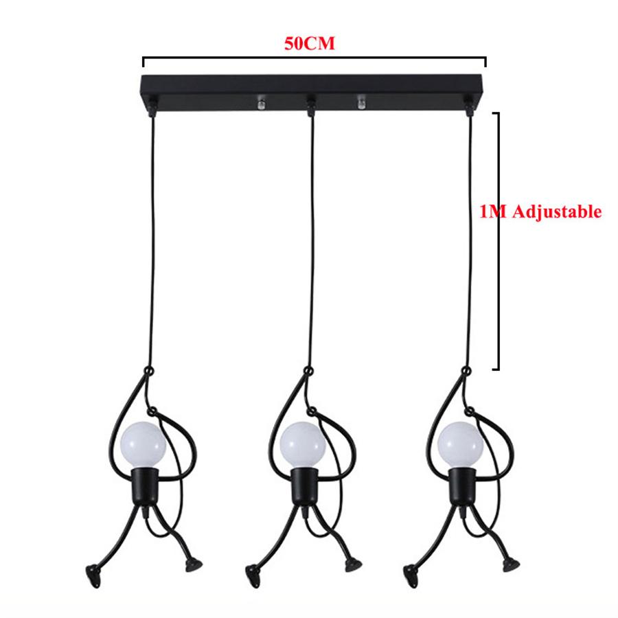 Novelty Iron Little Man LED Pendant Light E27 Cartoon People Children's Room Hanging Lamp Climbing Man Kids Suspension Luminaire