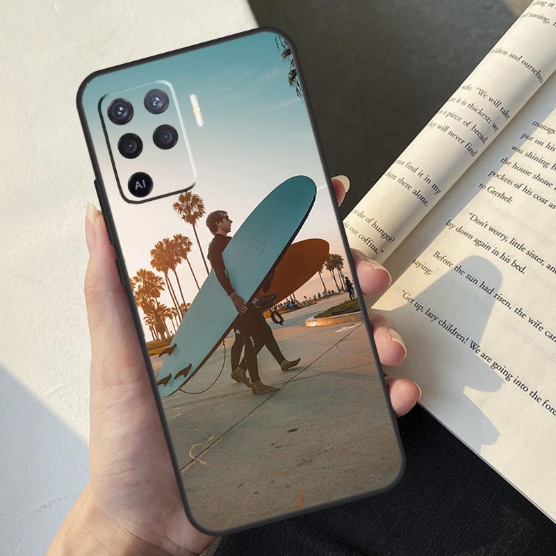 Surf Surfboard Case For Oppo A80 A60 A40 A78 A38 A18 A98 A58 A96 A76 A16 A94 A74 A54 A15 A17 A57 A77 A5 Pro