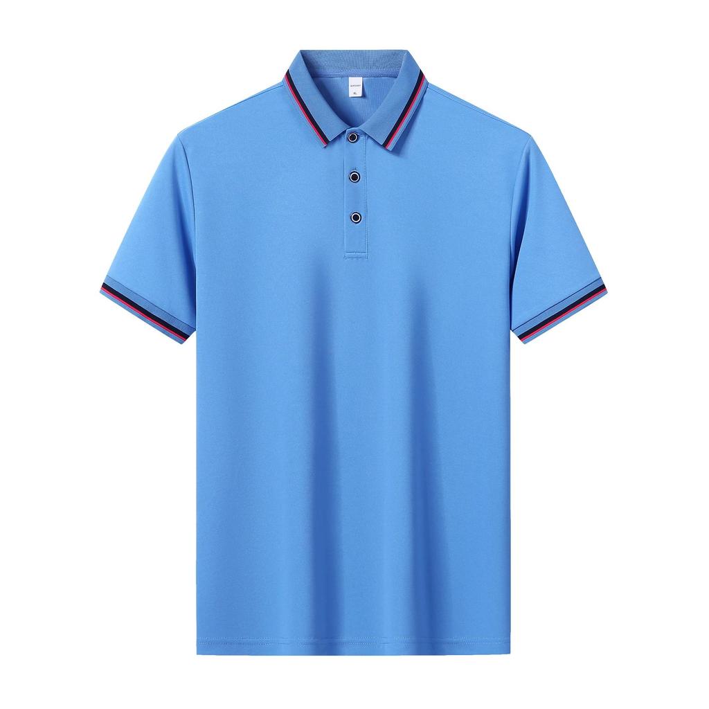 חולצת פולו עם שרוולים קצרים של Ice Silk לעסקים ופנאי חוץ, עם צווארון דש וחולצת פולו קצרת ניילון