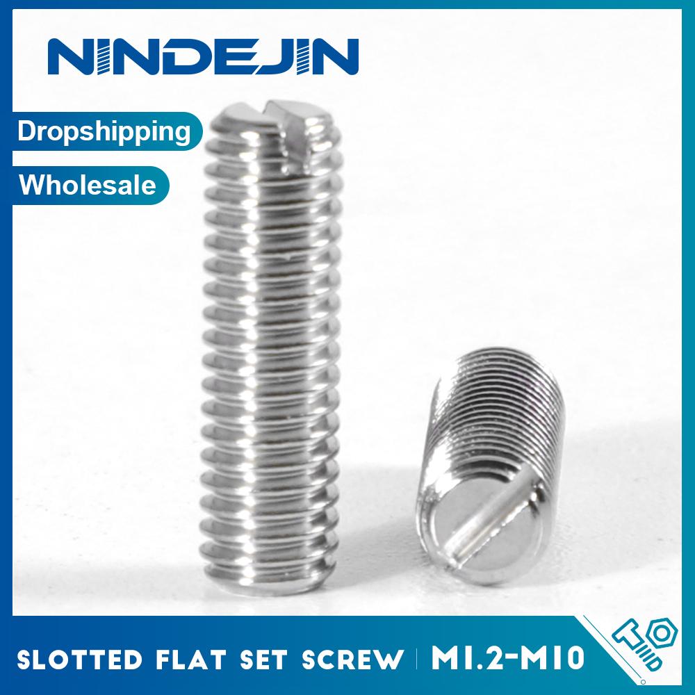 

Slotted Set Grub Screws 304 Stainless Steel M1.6 M2 M2.5 M3 M4 M5 M6 M8 M10 Slotted Headless Screws Flat Point M4x4mm 20pcs