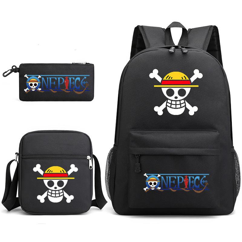 Riman One Piece Backpack 3-Piece Set, Boys And Girls Laptop, Youth Schoolbag, Messenger Bag, Pencil Bag.