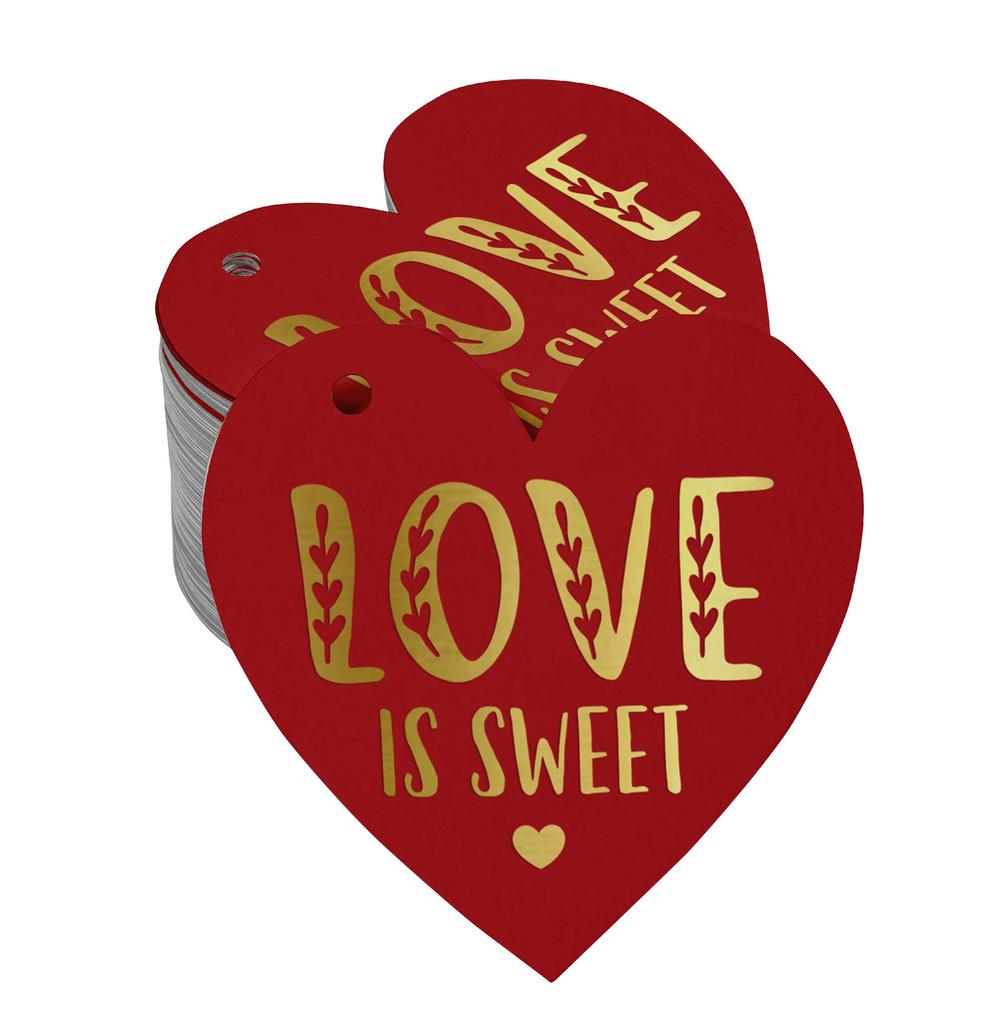 Inkdotpot 100 Pack Real Silver Foil Paper Tag Love Is Sweet Wedding Favor Hang