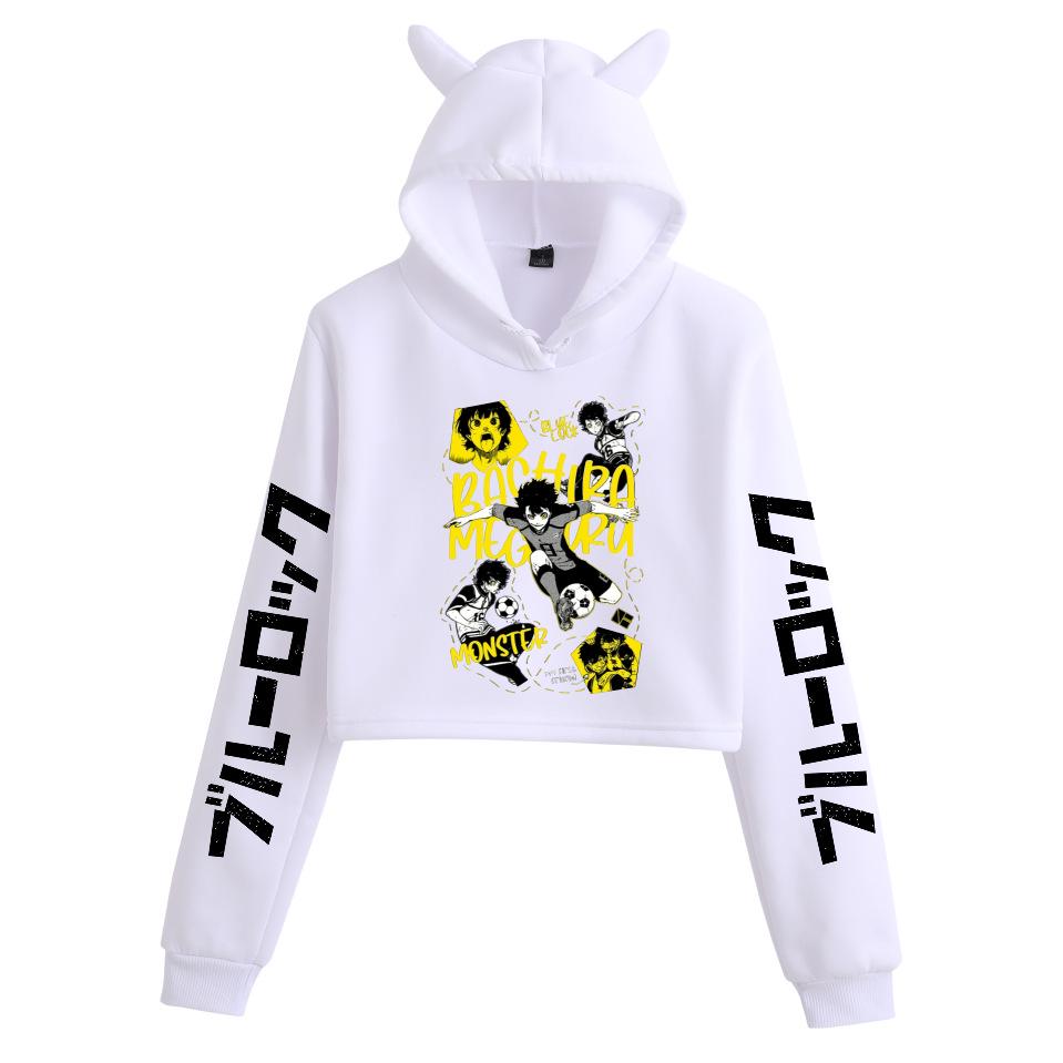 Blue Lock Cat Ear Hoodie for Women - Two-Dimensional Print, Casual, Autumn/Winter