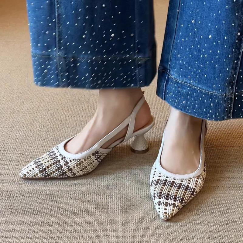 Fashion 2025 Hot Sale Ladies Shoes Buckle Strap Women's High Heels Fashion Color Matching Dress Summer Best Seller Closed Toe Sandals