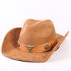 Popular European and American Classic Suede Western Cowboy Hat, Men's and Women's Fashion Big-brimmed Top Hat Shade