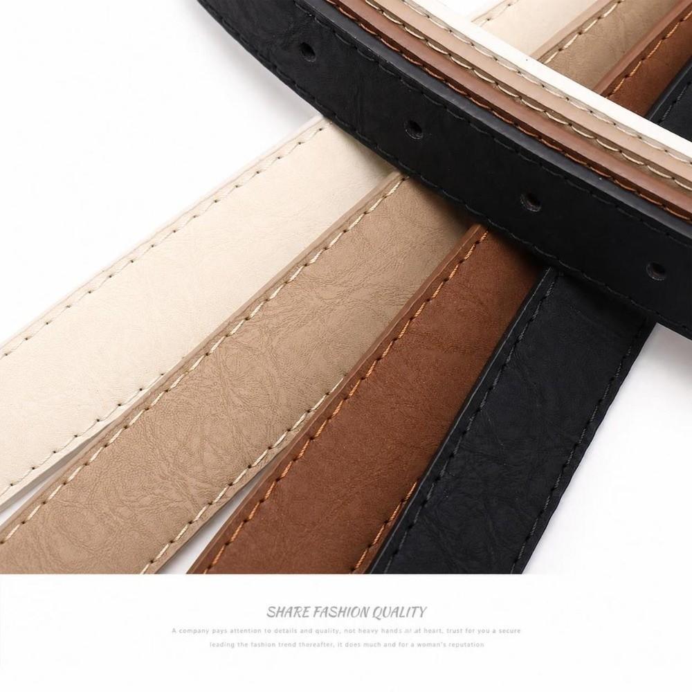 Pin Buckle Closure PU Leather Belt Minimalist Faux Leather Waistband Slim Waist Strap  For Women