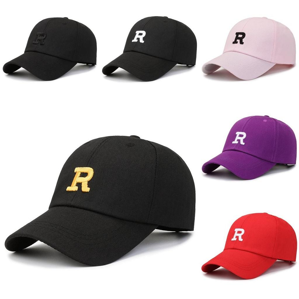 R Embroidery Letter Baseball Hat Outdoor Sun Protection Breathable Cap Peaked