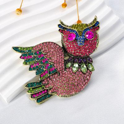 Full Diamond Owl Brooch Vintage Bird Brooch Animal Collection Clothing Coat Accessory Pin