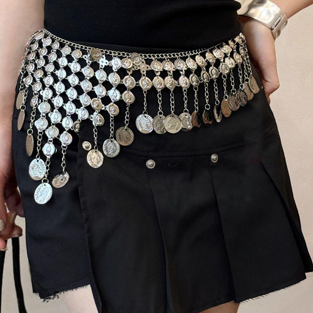 Bell Metal Tassel Waist Chain Vintage Ethnic Style Belt Bohemian Style Waistband  Beach Accessories