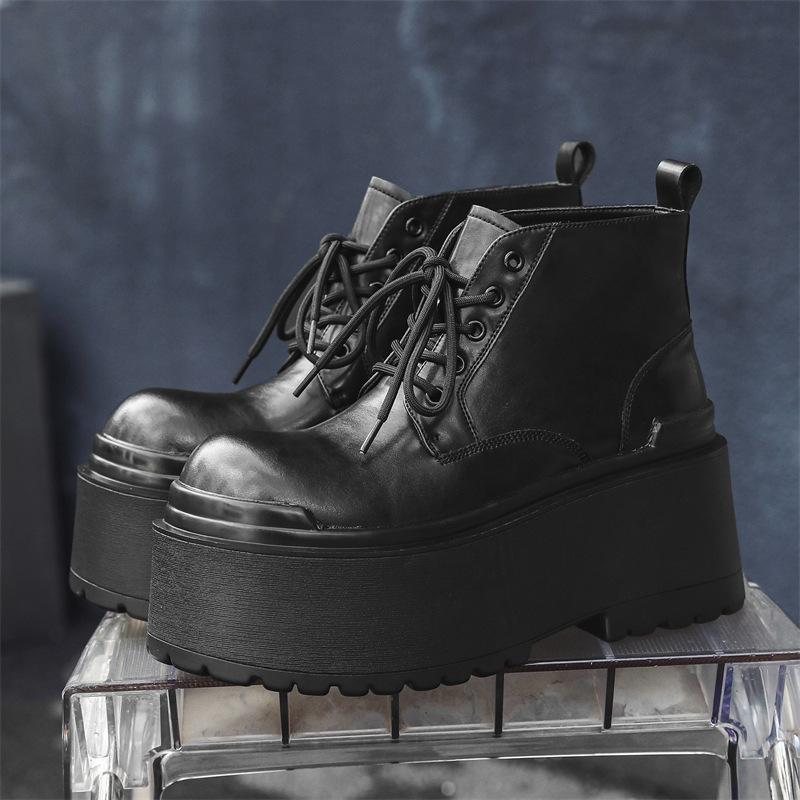 Fashion Men's 2025 Autumn British Style Vintage Work Boots Waterproof Platform Ankle Boots Chunky Sole Fashion Casual Outdoor Shoes