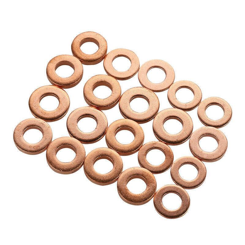 200pcs Copper Diesel Injector Ports Washers Fuel Set Seal Rings Assortment Set Engines Automotive Fuel Injector Fittings