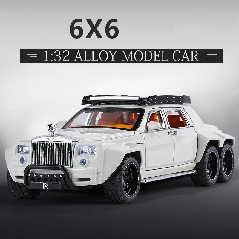 1/32 Rolls-Royce Phantom 6X6 Alloy Car Model Diecasts Metal Toy Off-road Vehicles Model Sound and Light Kids Gifts