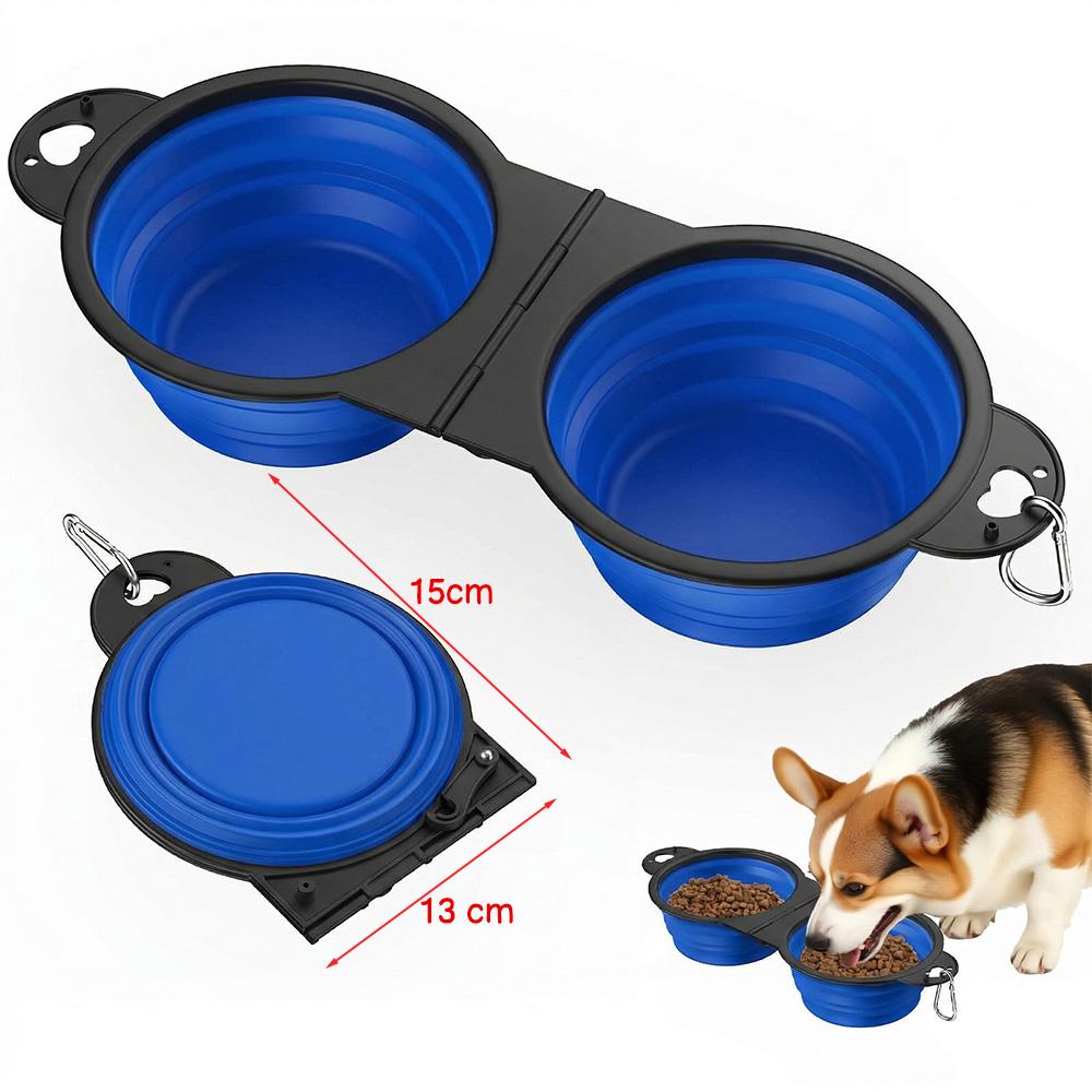 2-In-1 Collapsible Pet Bowls Dual Food And Water Bowls Flip Over Portable Dog Cat Pet Travel Feeder Bowl For Walking Camping