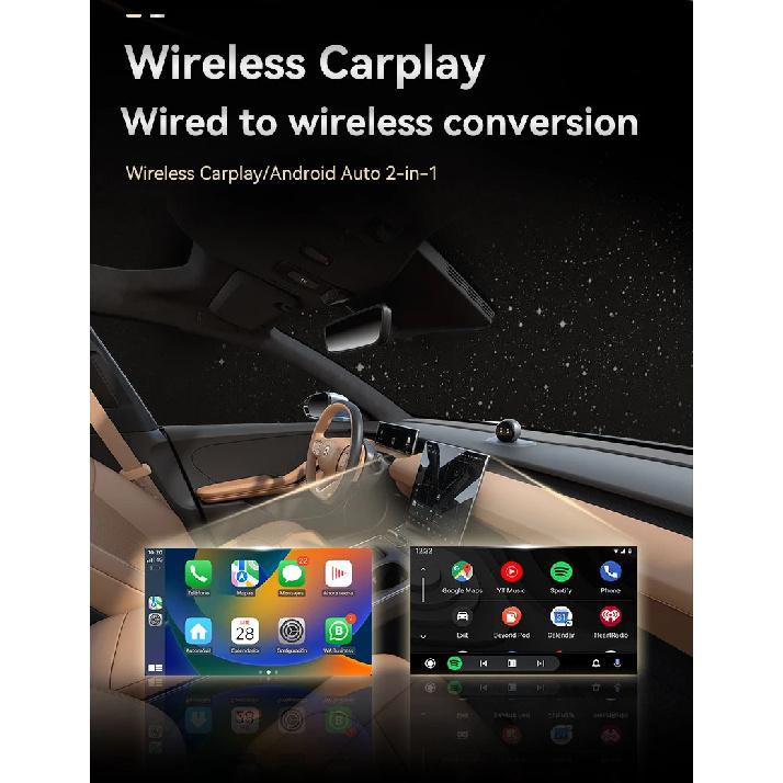 Wireless Carplay Adapter 2in1 Android Auto WiFi BT Stable Connect Support Multi App Smart Voice Remote Systems Car Play 2025