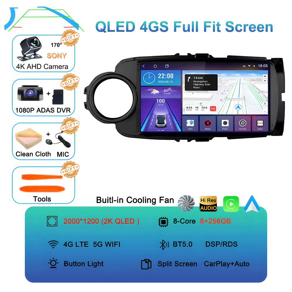 Car Radio For Toyota Yaris LHD RHD 2012-2017 Multimedia Stereo Video Player Android 14 BT DSP Auto Carplay GPS Navigation