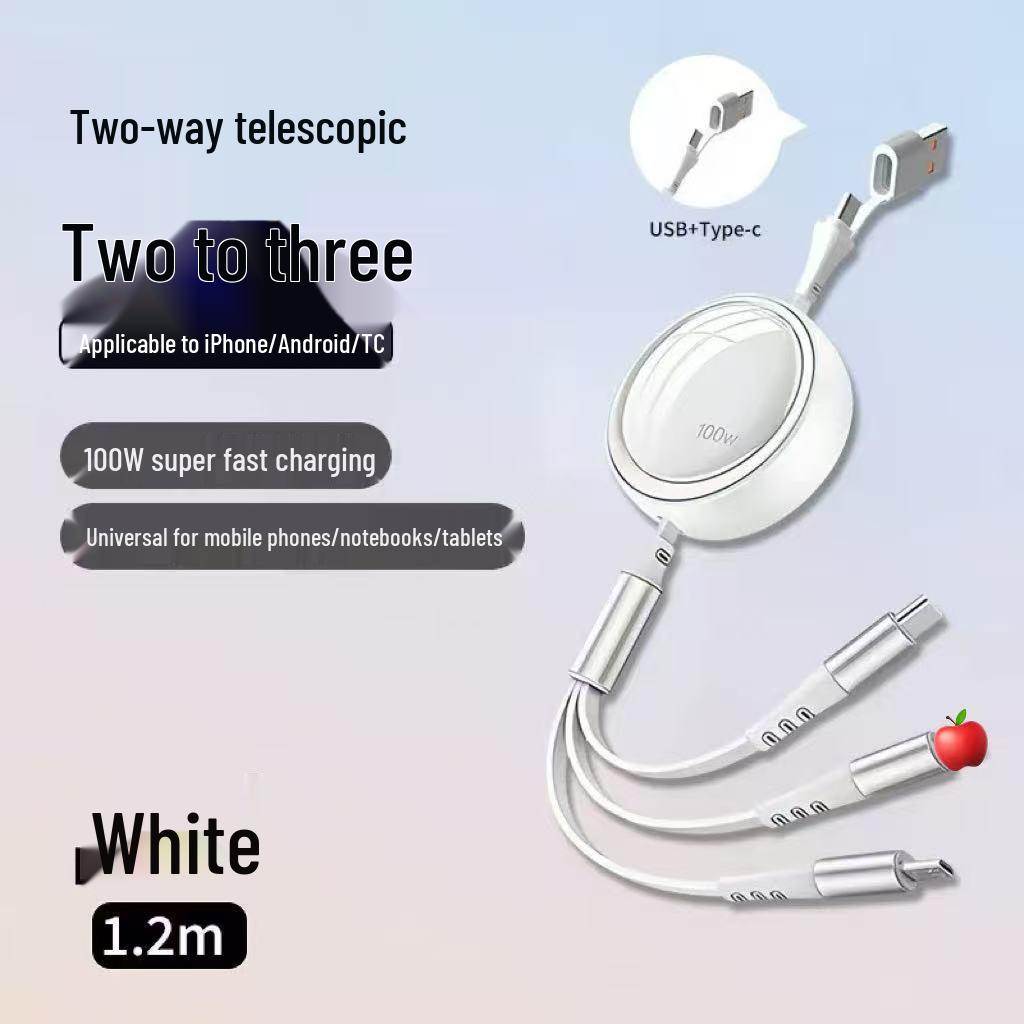 100W Type-C 3-in-1 Fast Charging Cable for Huawei, Android, and Apple Devices