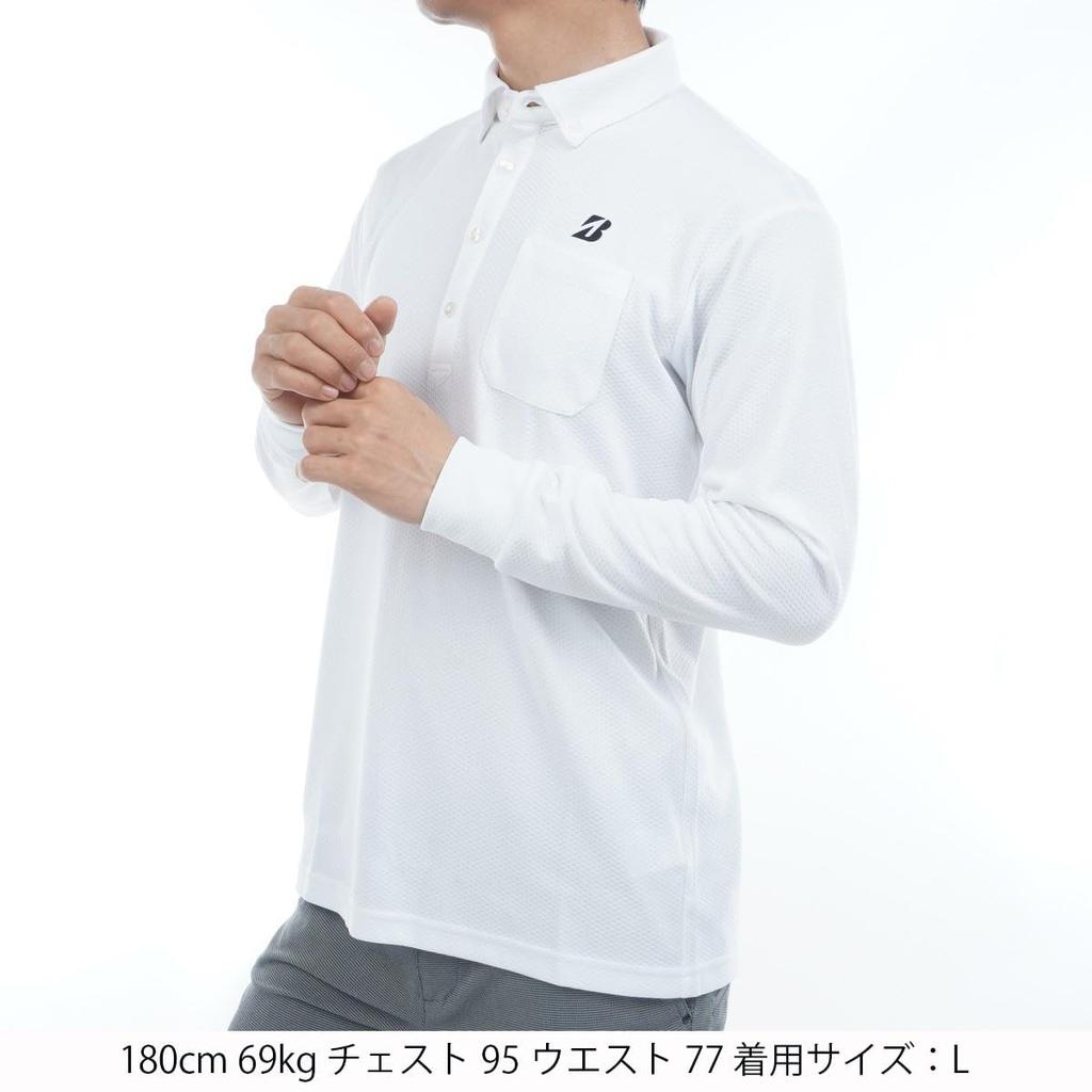Bridgestone Golf Retro Long Sleeve Button-Down Shirt, Men's 3GE01F, White