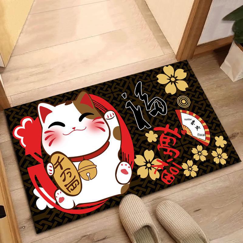 Lucky Cat Anti-Slip Floor Mats for Entrance, Bathroom, and Bedroom