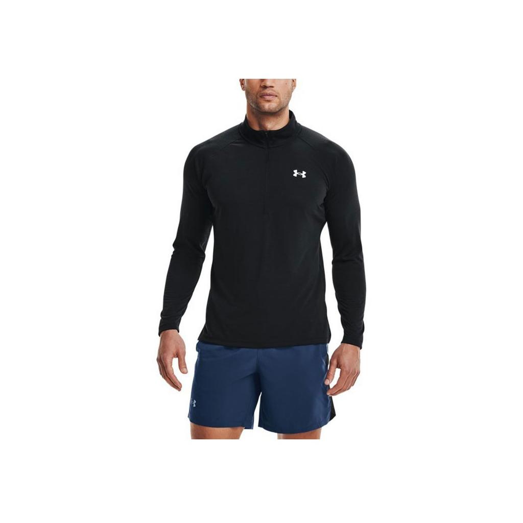 Under Armour 1/2 Zip Running Sports T-Shirt Men Tops Black 1361474-001
