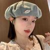 Korean Old Washed Denim Beret Women's Spring and Autumn Versatile Octagonal Hat Big Head Circumference Showing Face Small Painter Hat