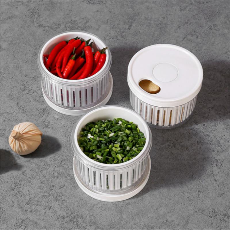 Sealed Fresh-Keeping Box Kitchen Refrigerator Storage Box Plastic Food Drain Storage Round Onion Ginger Garlic Storage Box