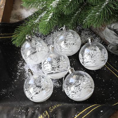 6ks Vánoční skleněné ozdoby na zavěšení sněhových koulí Vánoční stromeček Home Decor