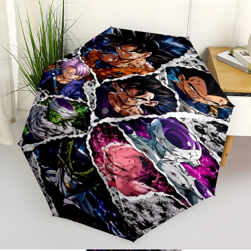 DRAGON BALL Print Automatic Open Close Umbrella, Portable Foldable Umbrella, for Outdoor Commute Camping Trip, Ideal Birthday Gift