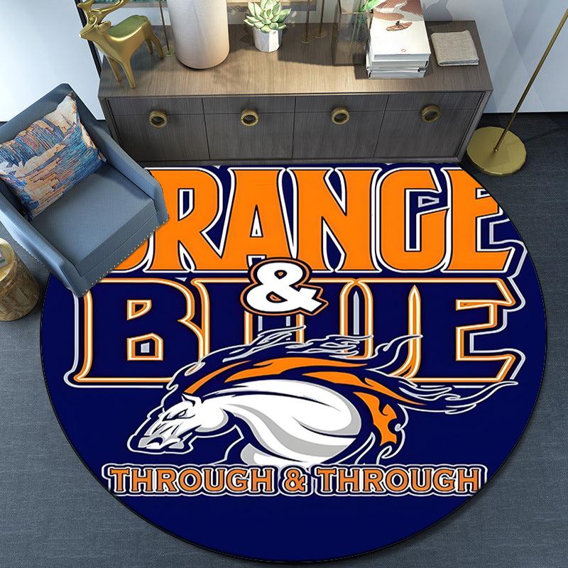 Denver Broncos Round Rug for Livingroom,Bedroom, Palyroom, Chair Rug, Area Rug, Circle Carpet, Large Size Fan Christmas Gift