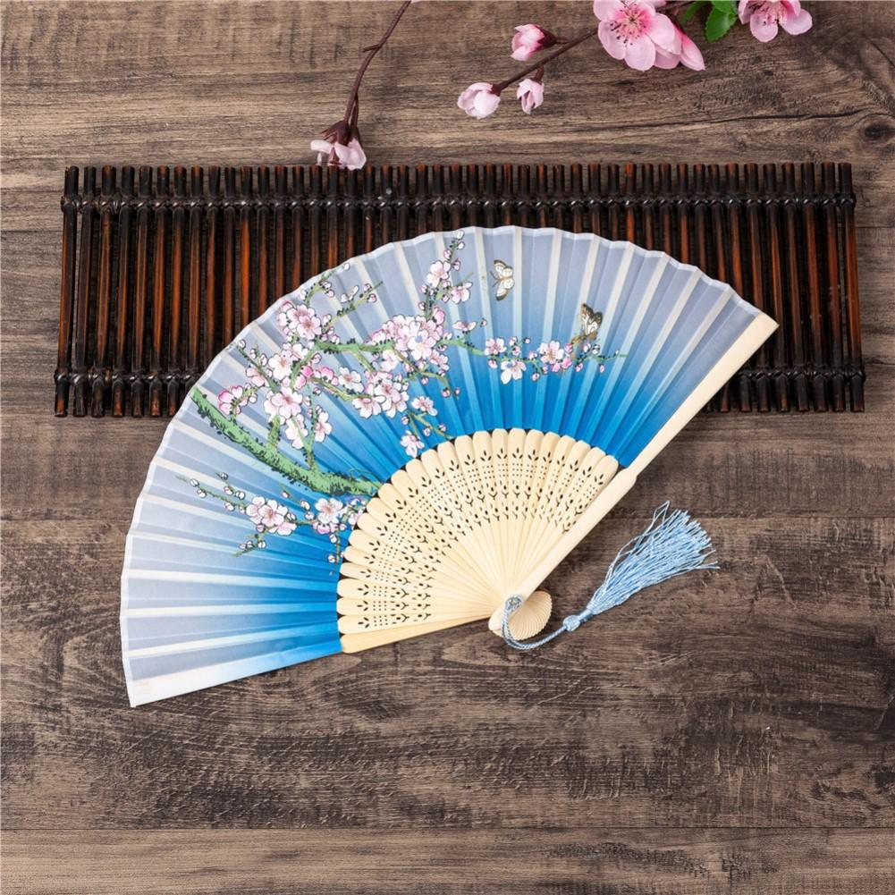 For Cherry Blossom Pattern Folding Fan Handmade with Polyester for Asian Wedding Favor Party Reception and Outdoor Event Use