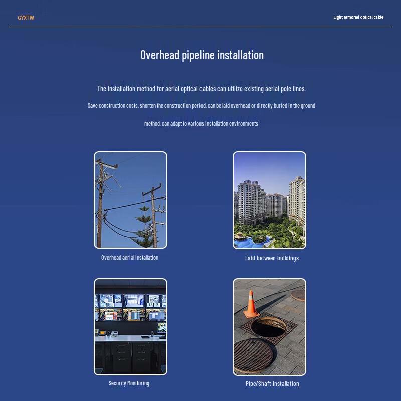 ZONWAN Venkovní 4vláknový pancéřovaný jedno-módový optický kabel