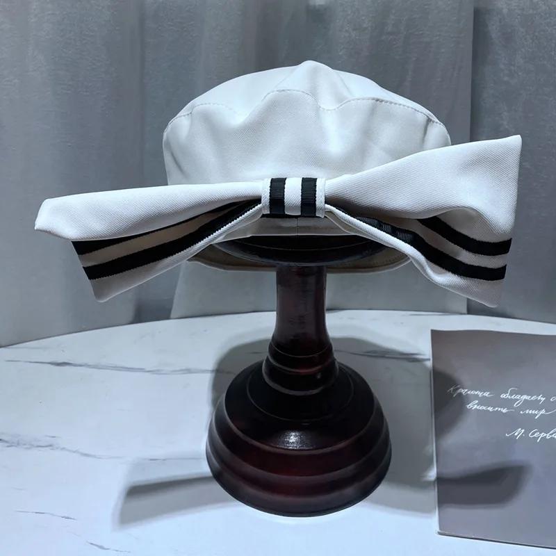 Japanese Sweet Cute Bow Beret Female Summer Sunshade Sailor Hat Student Retro College Style Painter Hat