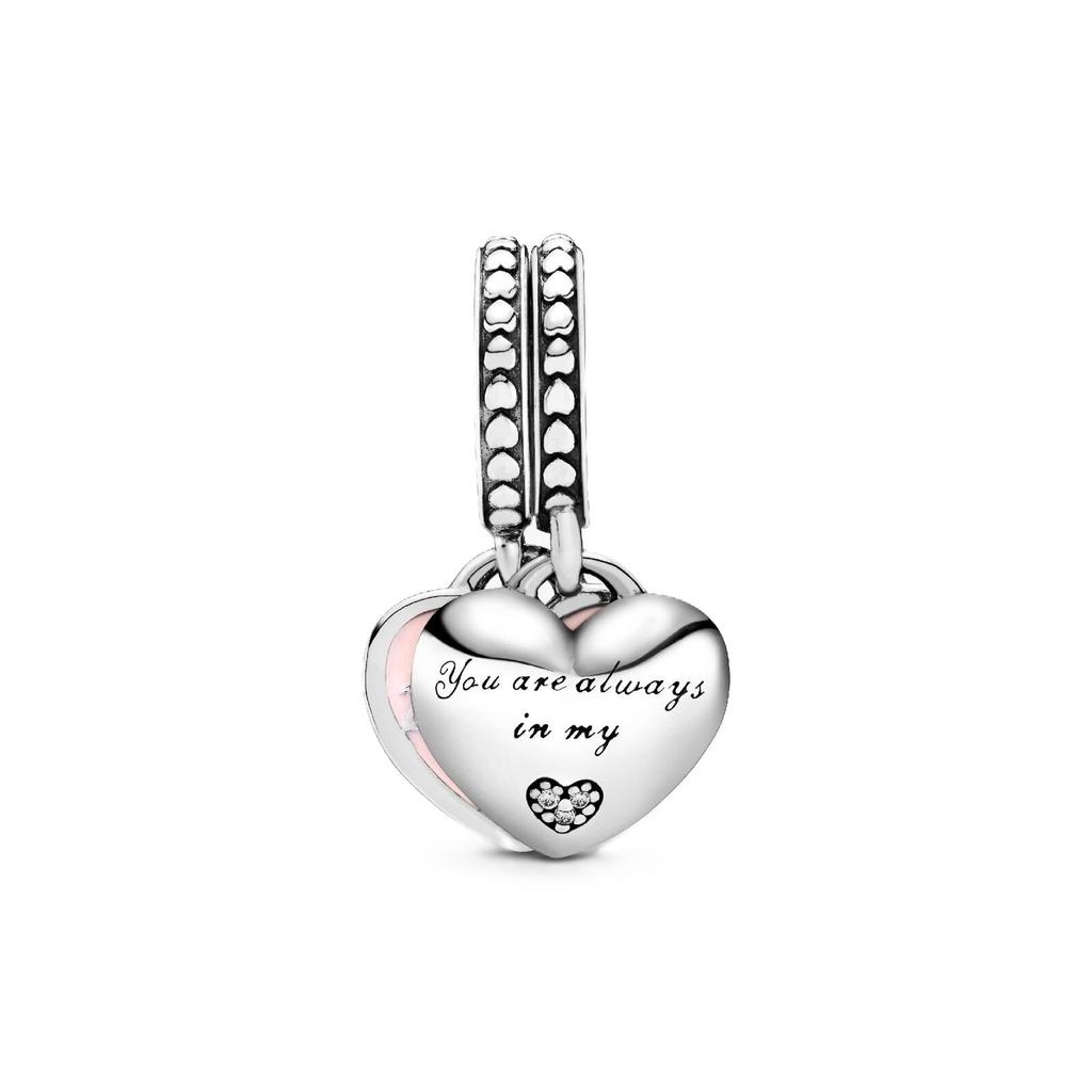 Pandora Mother And Daughter Hearts With Pink Enamel And Clear Cubic Zirconia P-792072EN40 For Women