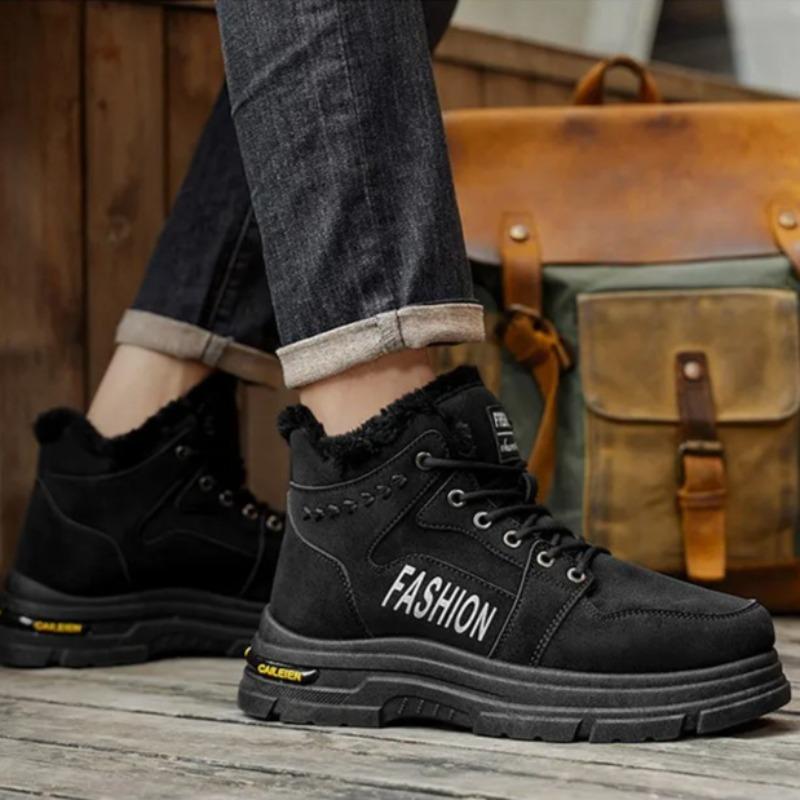 Winter Mens Shoes Fashion High Top Cotton Shoes Thick-soled Snow Boots Plush Warm Winter Boots for Men Non Slip Platform Booties