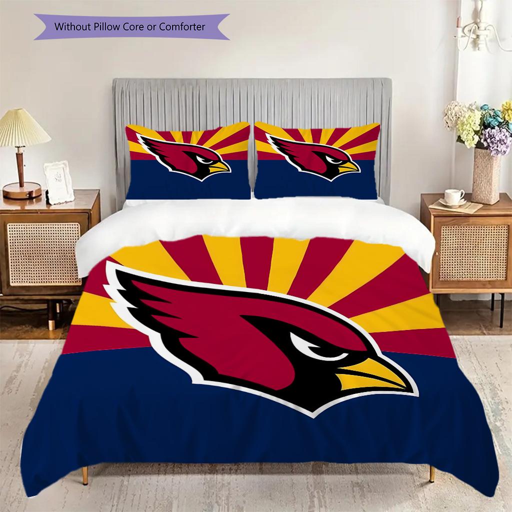Arizona Cardinals Vzorovaná Sada Povlečení Prošívaná Přikrývka Povlak na Polštář Domácí Dekorace Narozeninový Dárek (1 * povlak na peřinu + 2 * povlak na polštář, bez jádra)
