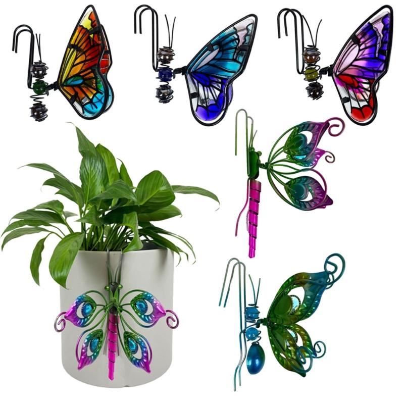 Butterflies Wall Hanging Planter Decors Metal Wall Mounted Planter Garden Yard Decorative Flower Pots Indoor Outdoor