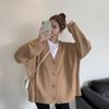 Women's Korean Style Loose Student Versatile Button Knitted Cardigan Top Solid Color Loose V-neck Sweater