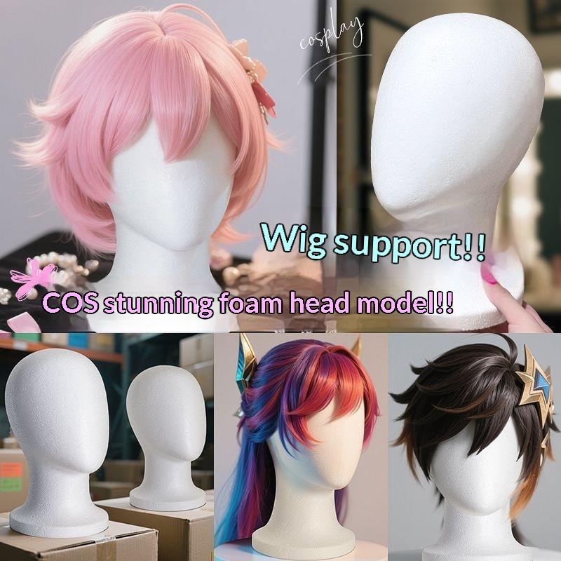 Testa di Manichino Femminile Maschile Bianca Espositore per Parrucche Schiuma Cappello Occhiali Espositore Porta Cappello Manichino Modello Testa di Manichino
