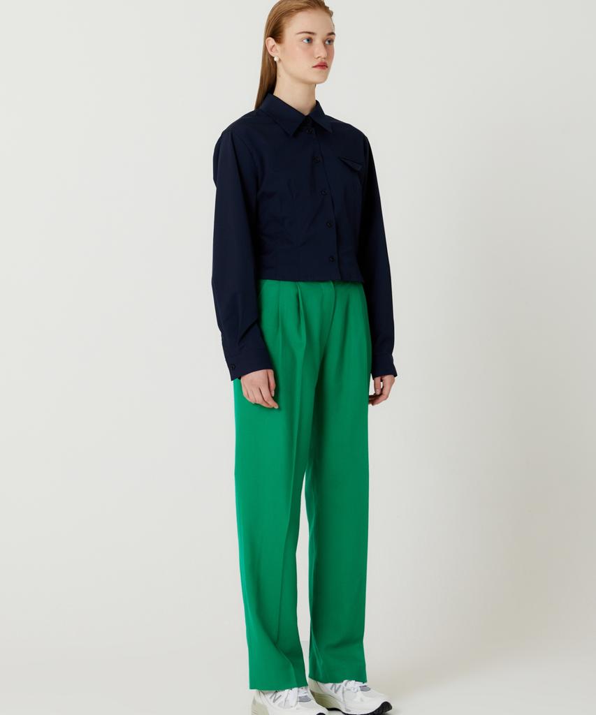 THE STUDIO K Superior Wool Two-Tuck Pants (Green)
