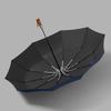 Three-fold 10-bone automatic double umbrella, solid wood handle, aluminum alloy skeleton, vinyl fabric, UV-proof sun umbrella