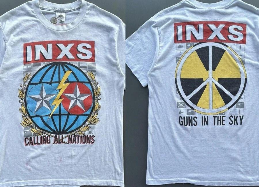 Vintage INXS tour concert short sleeve white color tee 2 side shirt Unisex T-Shirt XXXL