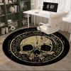 Skull Design Circular Pattern Round Carpet Chair Cushion Round Entryway Rug, Soft Round Rugs for Living Room, Bedroom, Circle Carpet Decor Gifts