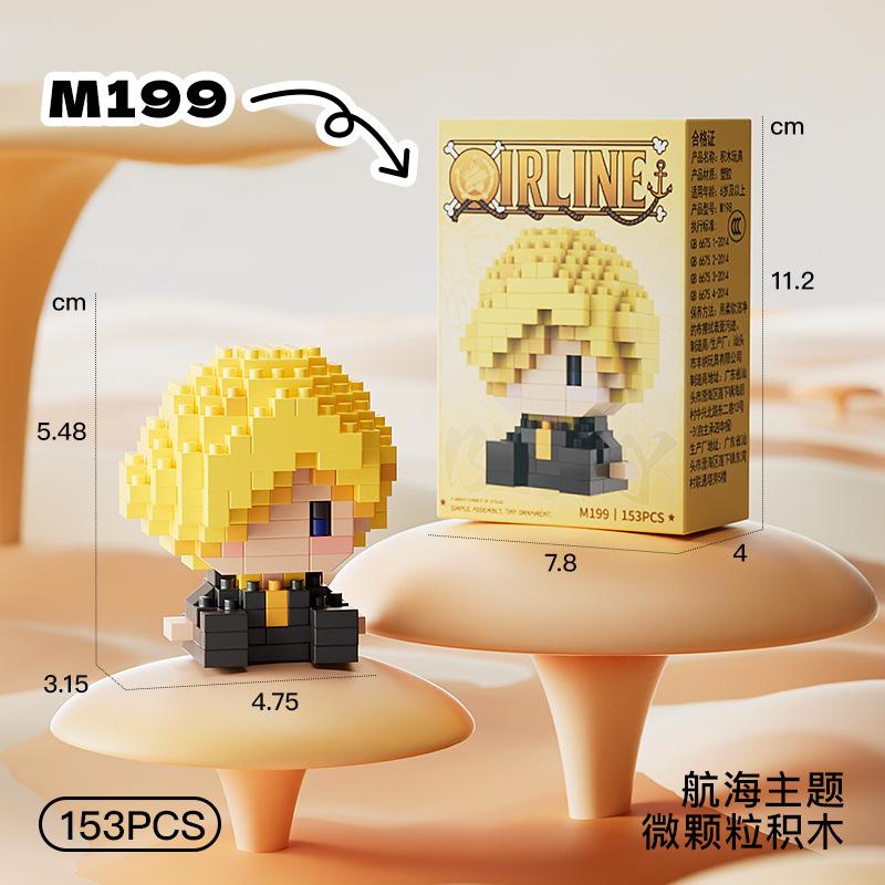 New ONE PIECE Sun God Nika Luffy Micro Action Block Chopper Ace Buggy 3D Anime Model Assembly Mini Bricks Figure Toys For Gift