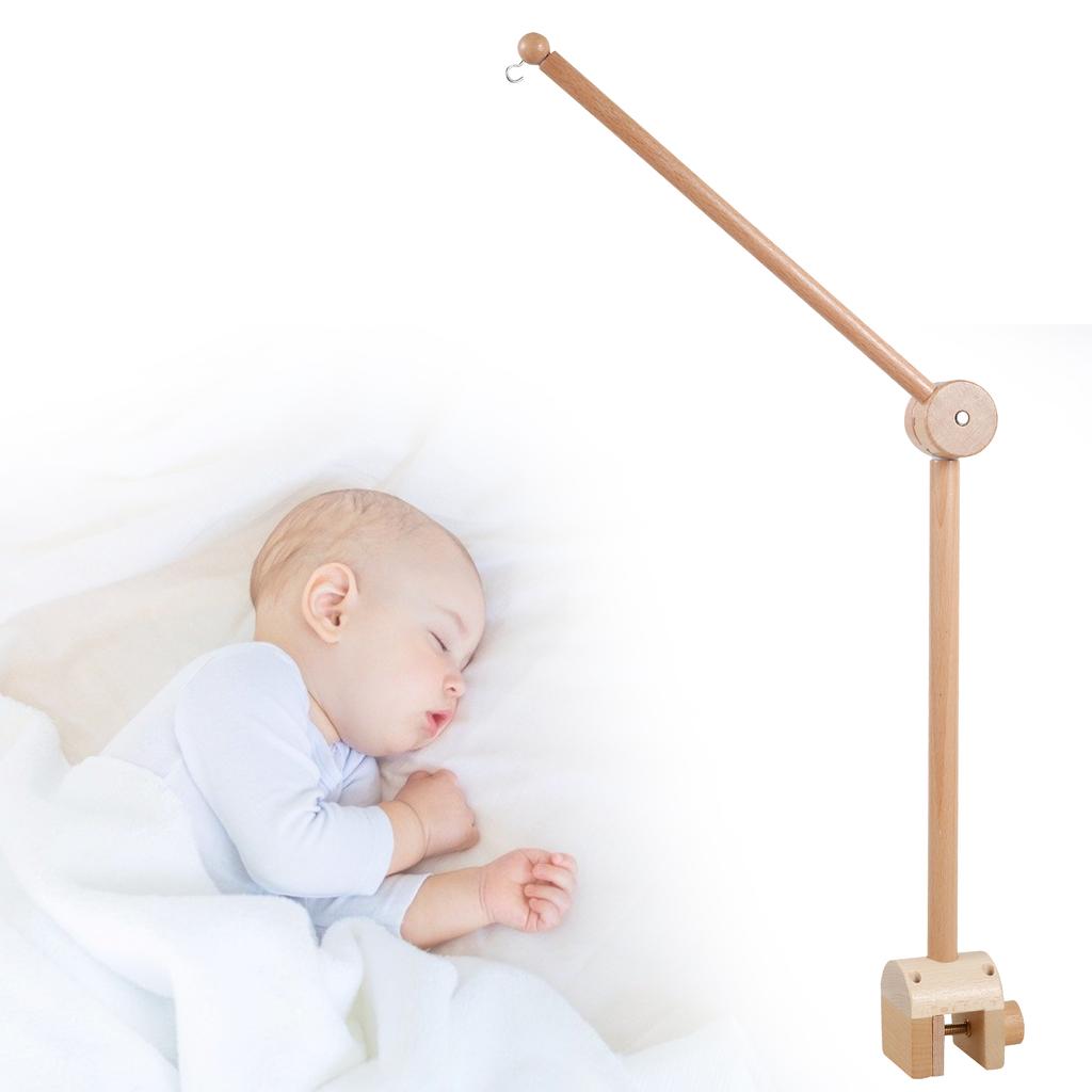 Baby Wooden Bedbell Bracket Wooden Cot Mobile Arm Unisex Crib Mobile Holder Easy Assembly Crib Mobile Arm for Cradle Stroller