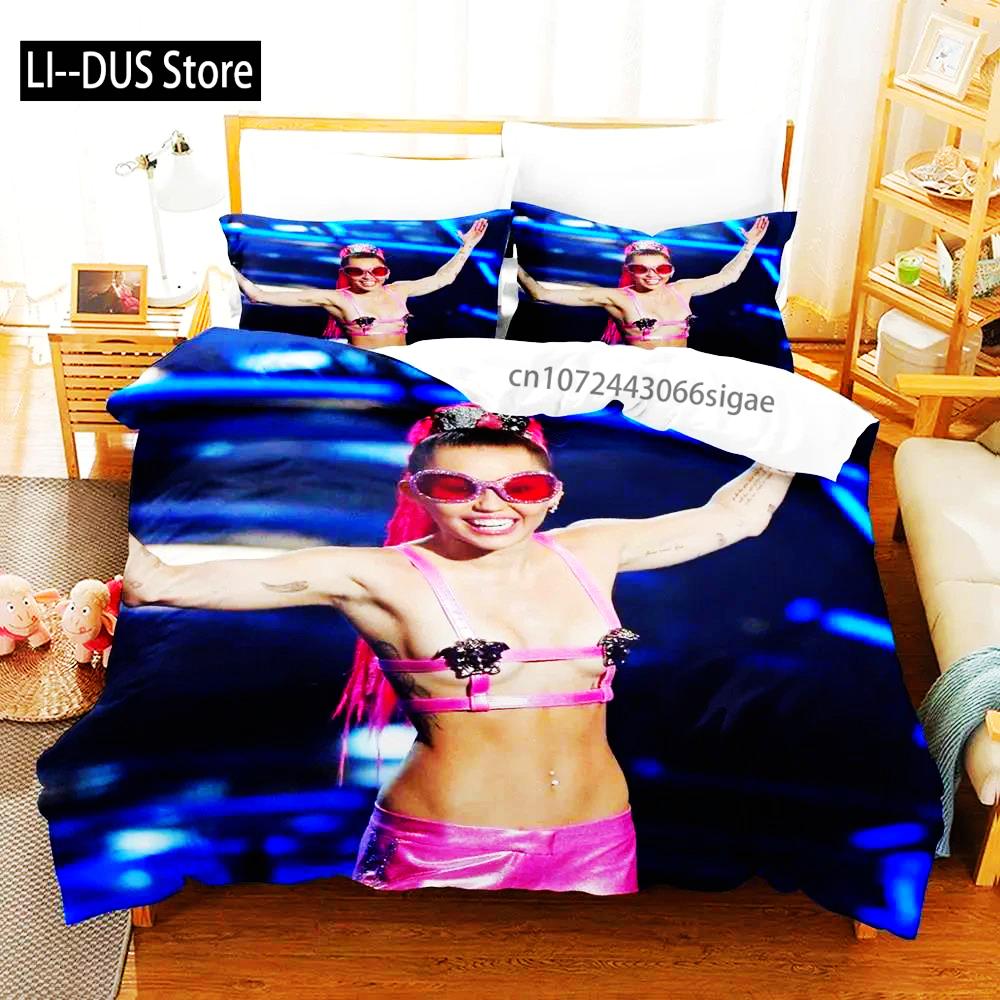 Miley Cyrus Boys Single Double Queen King Size Bed Cover Anime Sets  Duvet Cover Bed Set Quilt Cover Pillowcase EU single(135x200cm)