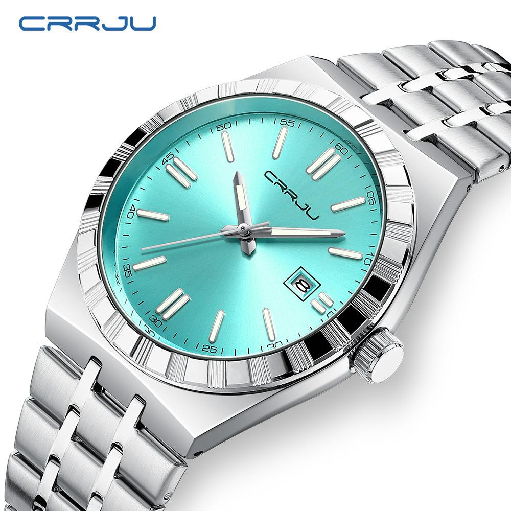 Herren-Edelstahl-Quarz-Armbanduhr 42 mm Großes Zifferblatt Business-Armbanduhr mit Leuchtzeigern Datum Wasserdicht