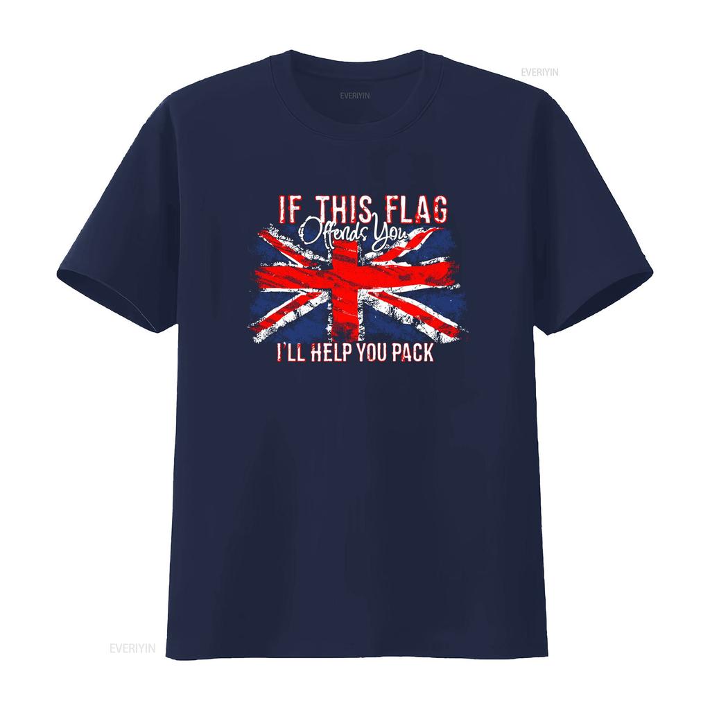 If This Flag Offends You Ill Help Pack Union Jack Britain Unisexs T Shirt 100 Cotton Vintage Graphic Slightly